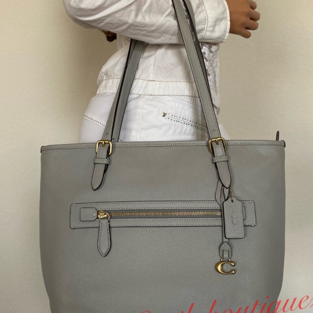 Coach Taylor Gray Polished Pebble Leather Tote